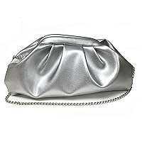 Women Cloud Bag Slouchy Clutch Ruched Purse Evening Handbag with Chain Shoulder Bag for Wedding Party Prom