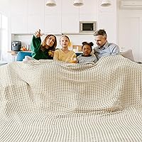 Bedsure Cooling Cotton Waffle Oversized King Blanket - Lightweight Breathable Rayon Derived from Bamboo for Hot Sleepers, Luxury Throws for Bed and Sofa, Beige, 120x96 Inches