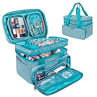 SINGER Sewing Accessories Organizer (Bag Only) – Double Layer Portable Sewing Storage Bag | 2 Detachable Pouches and 18 Compartments, Large Sewing Supplies & Crafting Carry-all (Teal)
