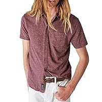 Lucky Brand Women's Men's Linen Short Sleeve Button Up Shirt
