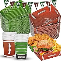 KaKan Football Party Decorations, 101PCS superbowl party decorations 2024, 50PCS Football Paper Food Trays 5lb Large Boats, 50PCS Paper Cups for Football Party Birthday Decorations