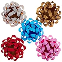 Hallmark Kraft Paper Gift Bows (5 Bows: Gold, White, Blue, Red, Pink) for Birthdays, Graduations, Baby Showers, Presents and More