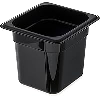 Carlisle FoodService Products Storplus Food Storage Container Food Pan, Chafing Pan for Catering, Buffets, Restaurants, Polycarbonate (Pc), 1/6 Size 6 Inches Deep, Black, (Pack of 6)