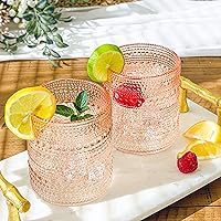 Kate Aspen Rose Gold Hobnail Beaded Drinking Glasses Set of 6-10 oz Vintage Glassware Set Cocktail Glass Set, Juice Glass, Water Cups | Makes A Great Hostess Gift or Gift for New Home Owners