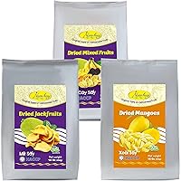 Vietnam's Dried Jackfruit, Dried Mango, and Dried Mixed Fruit Snacks, Original Taste of Vietnamese Fruits, No-Added Sugar or Preservatives, Delicious Crispy Texture (Total 64Oz)