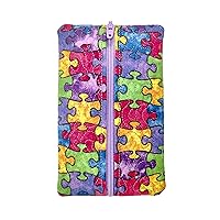 Tissue Pouch Zipper Enclosed Fabric Travel And Purse Tissue Holder (Multi, Puzzle)