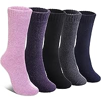 LINEMIN Wool Socks for Women Winter Warm Hiking Thick Warm Cozy Boot Crew Gift Socks 5 Pairs