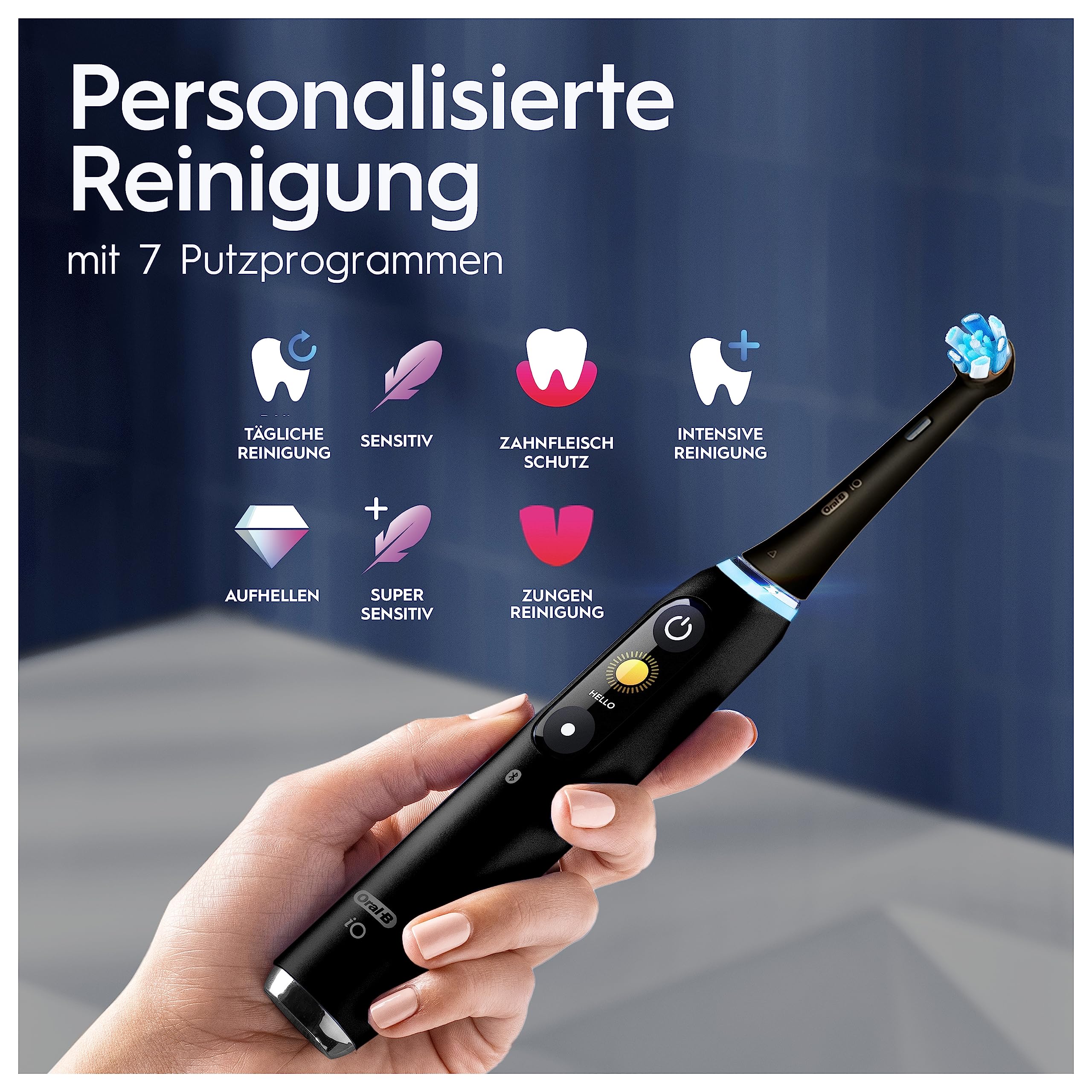 Oral-B iO Series 9 Plus Edition Elektrische Zahnbürste/Electric Toothbrush, PLUS 3 Aufsteckbürsten inkl. Whitening, Magnet-Etui, 7 Putzmodi, recycelbare Verpackung, Geschenk Mann/Frau, black