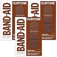 Band-Aid Brand Ourtone Adhesive Bandages, Flexible Protection & Care of Minor Cuts & Scrapes, Quilt-Aid Pad for Painful Wounds, BR55, Assorted Sizes, 30 ct, Pack of 3