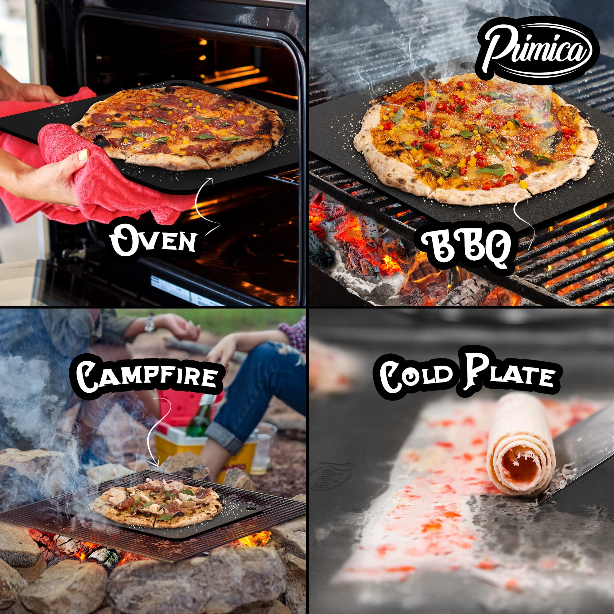 Primica Pizza Steel for Oven and Grill - 13.6” x 13.6” x ¼” Baking Steel Durable and High-Performance, Baking Stone for Regular Oven, Stone Oven or BBQ Grill, Bake a Perfect Crust at Home