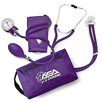 ASA TECHMED Dual Head Sprague Stethoscope and Sphygmomanometer Manual Blood Pressure Cuff Set with Case, Gift for Medical Students, Doctors, Nurses, EMT and Paramedics, Purple