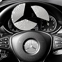 1797 Compatible Steering Wheel LOGO Stickers for Mercedes Benz Accessories Parts A B C E S CLA GLA GLC GLE Class W204 W212 Carbon Fiber Decals Caps Interior Decorations Women Men Black 1.77in 45mm 