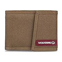 WOLVERINE Men's RFID Blocking Rugged Bifold & Passcase Wallets (Avail in Cotton Canvas Or Leather)