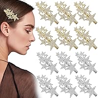 12PCS Rhinestone Star Hair Clips, Gold Silver Star Hair Barrettes, French Crystal Hair Accessories for Women, Girls for Christmas, Parties (2.51x1.41inch)