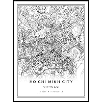 Ho Chi Minh City map Poster Print | Modern Black and White Wall Art | Scandinavian Home Decor | Vietnam City Prints Artwork | Fine Art Posters 16x20