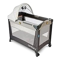 Century Travel On LX 2-in-1 Compact Playard with Bassinet, Playpen with Sheet Included, Metro Grey