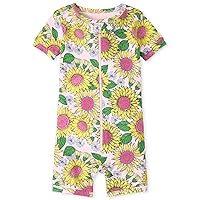The Children's Place Baby Girls' and Toddler Short Sleeve Zip-Front One Piece Footless Pajama Snug Fit 100% Cotton