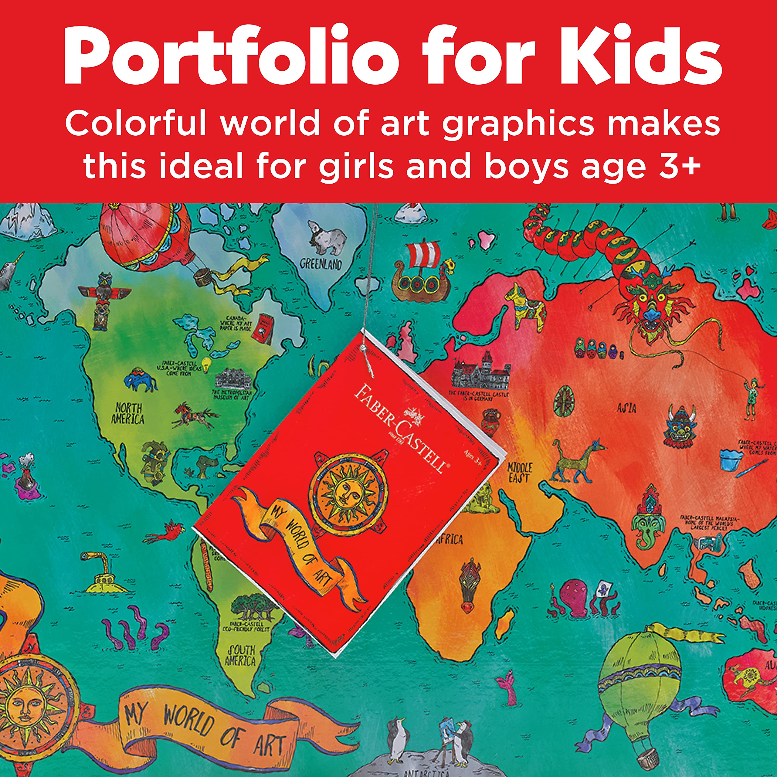 Faber-Castell My World of Art Portfolio for Kids - 8 Expandable Folder  Pockets for Kid's Artwork and Keepsakes