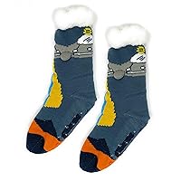Kids Winter Cozy Non-Slip Slipper Socks, Funny Cute Sherpa House Socks for Boys & Girls