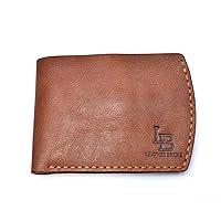 LeatherBrick Curved Style Antique Bi-Fold Wallet with Button Coin Pocket | Pure Leather Wallet | Handmade Leather Wallet | Crazy Horse Leather | Saddle Tan Color