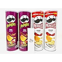 Pringles Potato Chips Variety Pack BBQ Pizza Snack Packs Bundle with Kokobunch Kit | 4PK