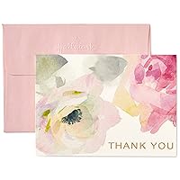 Thank You Cards, Watercolor Flowers (10 Cards with Envelopes)