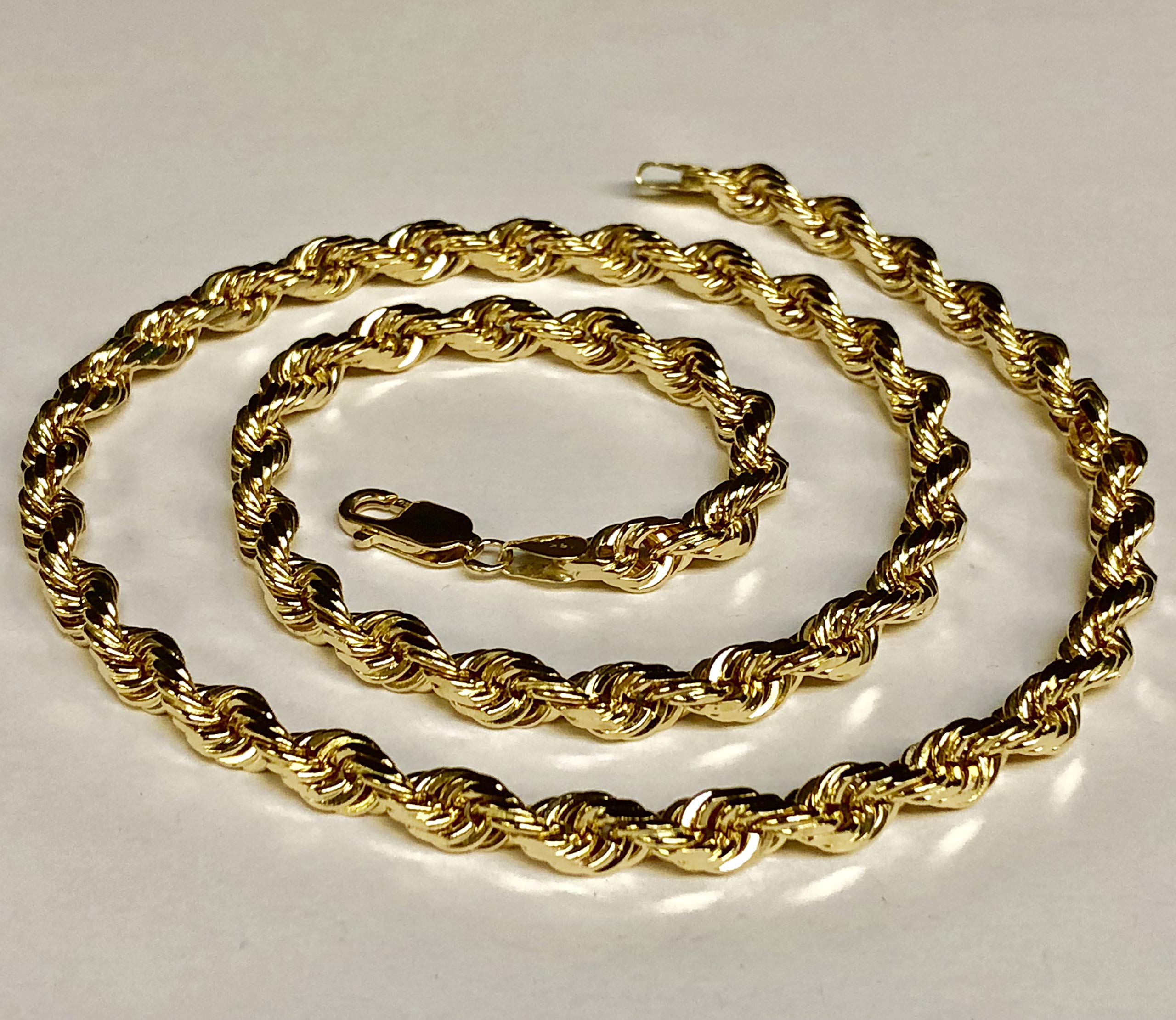18KT Solid Yellow Gold Diamond Cut Rope Chain Necklace 32