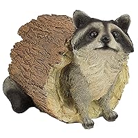 QM24625001 Bandit the Raccoon Indoor/Outdoor Garden Animal Statue, 7 Inches Wide, 10 Inches Deep, 7 Inches High, Handcast Polyresin, Full Color Finish