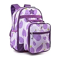 J World New York Unisex Kid's Backpack with Lunch Bag Set, Mr. Eggplant, One Size
