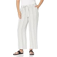 Briggs New York Women's Linen Pull on Wide Leg Pant