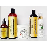 Dominican Magic Anti-Aging Shampoo + Leave in 16oz + Drop 4oz, Nourishing Deep Fortifying Conditioner 16 oz + Silk Shine 6oz