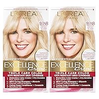 L'Oreal Paris Excellence Creme Permanent Hair Color, 9.5NB Lightest Natural Blonde, 100 percent Gray Coverage Hair Dye, Pack of 2