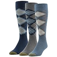 GOLDTOE Men's Premium Argyle Crew Socks, 3-Pairs
