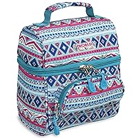 J World Corey Kids Lunch Bag. Insulated Lunch-Box for Boys Girls, Mint Tribal