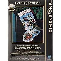Dimensions Gold Collection Counted Cross Stitch 'Snowman Gathering' Personalized Christmas Stocking Kit, White Aida, 16