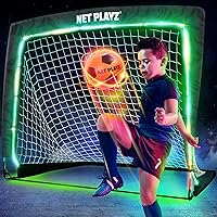 Light Up Soccer Ball Soccer Goal Gift Set - Glow in The Dark Soccer Gift for Boys Girls Kids Teens & Youths
