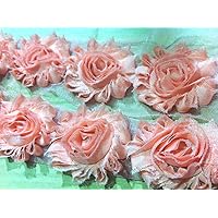 Flower Lace Trim - Frayed Chiffon Rose - Shabby Chic Bridal Flowers - 21 Colours Yard (Peach)