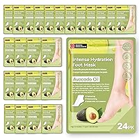 Original Derma Beauty Foot Mask 24 Pairs Intense Hydration Avocado Oil Moisturizing Foot Mask Set Body Exfoliator Callus Remover Foot Masks Foot Bath Pedicure Supplies for Beauty & Personal Care