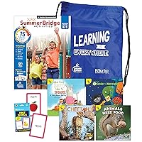Summer Bridge Activities K-1 Bundle, Ages 5-6, Math, Reading Comprehension, Science, and Writing Summer Learning 1st Grade Workbooks, Sight Word Flash Cards, Children's Books, and Drawstring Bag