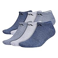 adidas Men's Athletic Cushioned No Show Socks with Arch Compression for a Secure fit (6-Pair), Tech Indigo Blue/Grey/Collegiate Navy, Large
