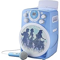 eKids Frozen 2 Bluetooth CDG Karaoke Machine with LED Disco Party Lights, Built in Microphone for Kids, Portable Bluetooth Speaker, Compatible with CDG Disks, MP3 & TV
