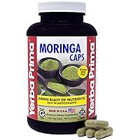 Yerba Prima Moringa, 180 Count Veg Caps - 400mg of Pure, Dried Leaf Powder, Green Blast of Nutrients, Rich in Antioxidants, 100% Pure, Super Food, Non-GMO, Vegan Friendly, Gluten-Free, USA Made