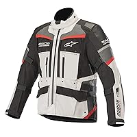 Andes Pro Drystar Waterpoof All-Weather Touring Motorcycle Jacket for Tech-Air Street Airbag System (Small, Light Gray Black Dark Gray Red)
