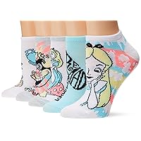 Disney Women's Alice in Wonderland 5 Pack No Show Socks