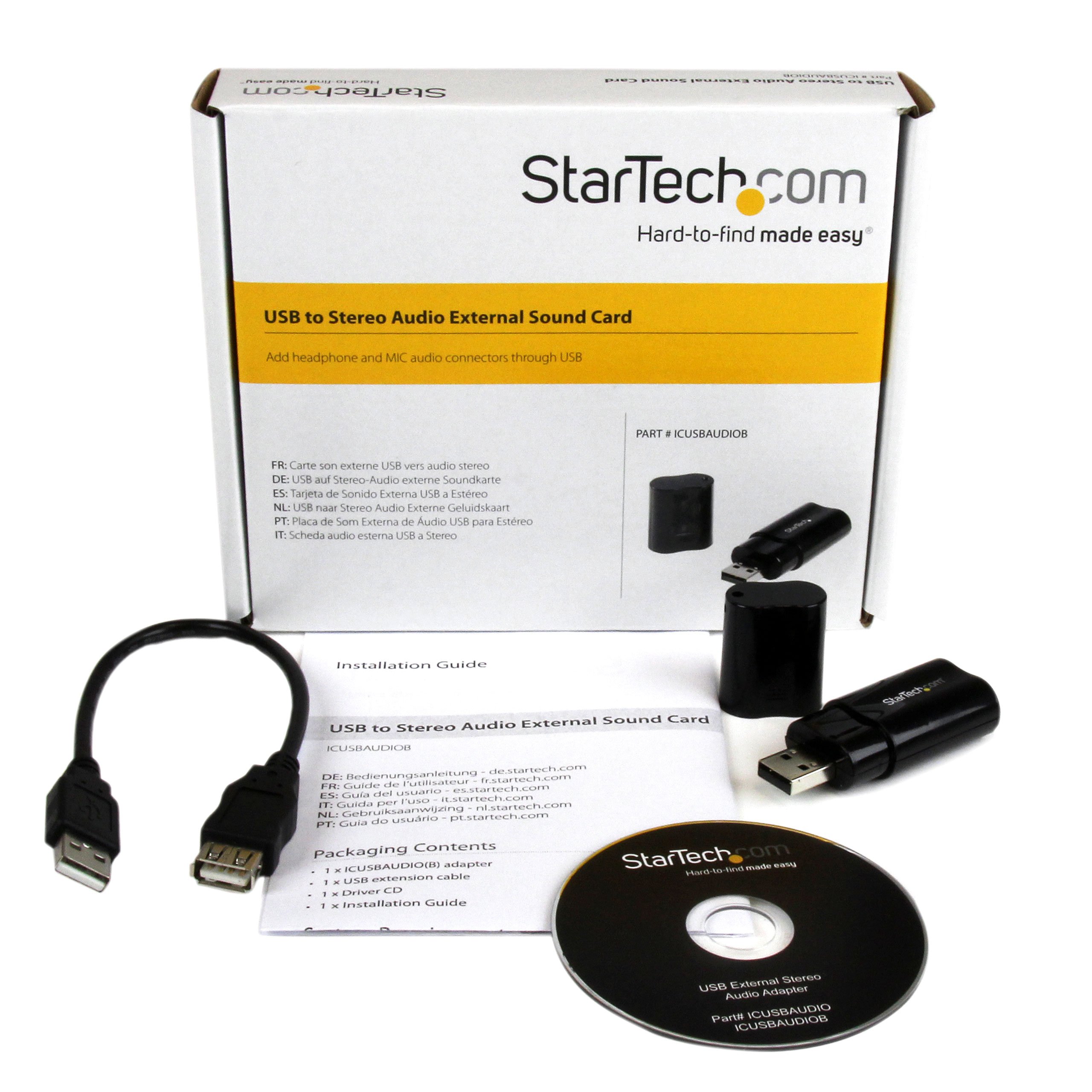 StarTech.com USB Sound Card - 3.5mm Audio Adapter - External Sound Card - Black - External Sound Card (ICUSBAUDIOB)