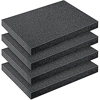 4 Pcs Cuttable Polyurethane Foam Pads Foam Sheets Craft Foam Black Tool Box Foam Insert for Cases Packing Padding Camera Toolbox Storage (Black, 16 x 12 x 1.5 Inch)