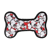Snoopy Oxford Bone Dog Chew Toy | Officially Licensed Peanuts Dog Toy for All Dogs | Red Dog Bone Chew Toy with Repeating Snoopy Print, Squeaky Dog Chew Toy