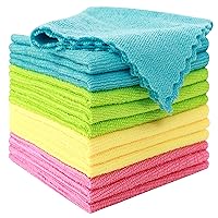 MOONQUEEN 12 Pack Microfiber Cleaning Cloth - Reusable Cleaning Rag, Fast Drying Cleaning Towels,12