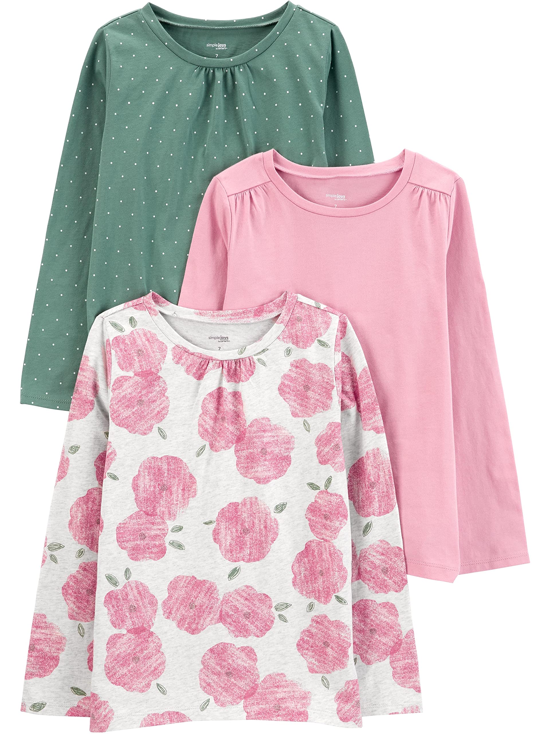 Simple Joys by Carter's Toddlers and Baby Girls' Long-Sleeve Tops, Pack of 3