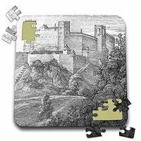 3dRose Vintage Castle Art Castles of Europe Grey Black and White... - Puzzles (pzl-371859-2)